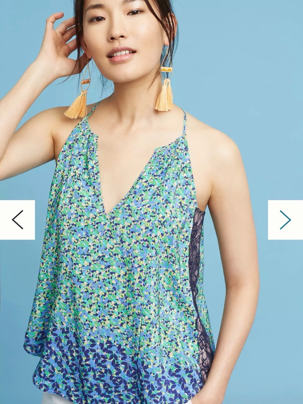 Anthropologie Maeve Floral Romantic 100% Silk Pintucked Cami Size 14